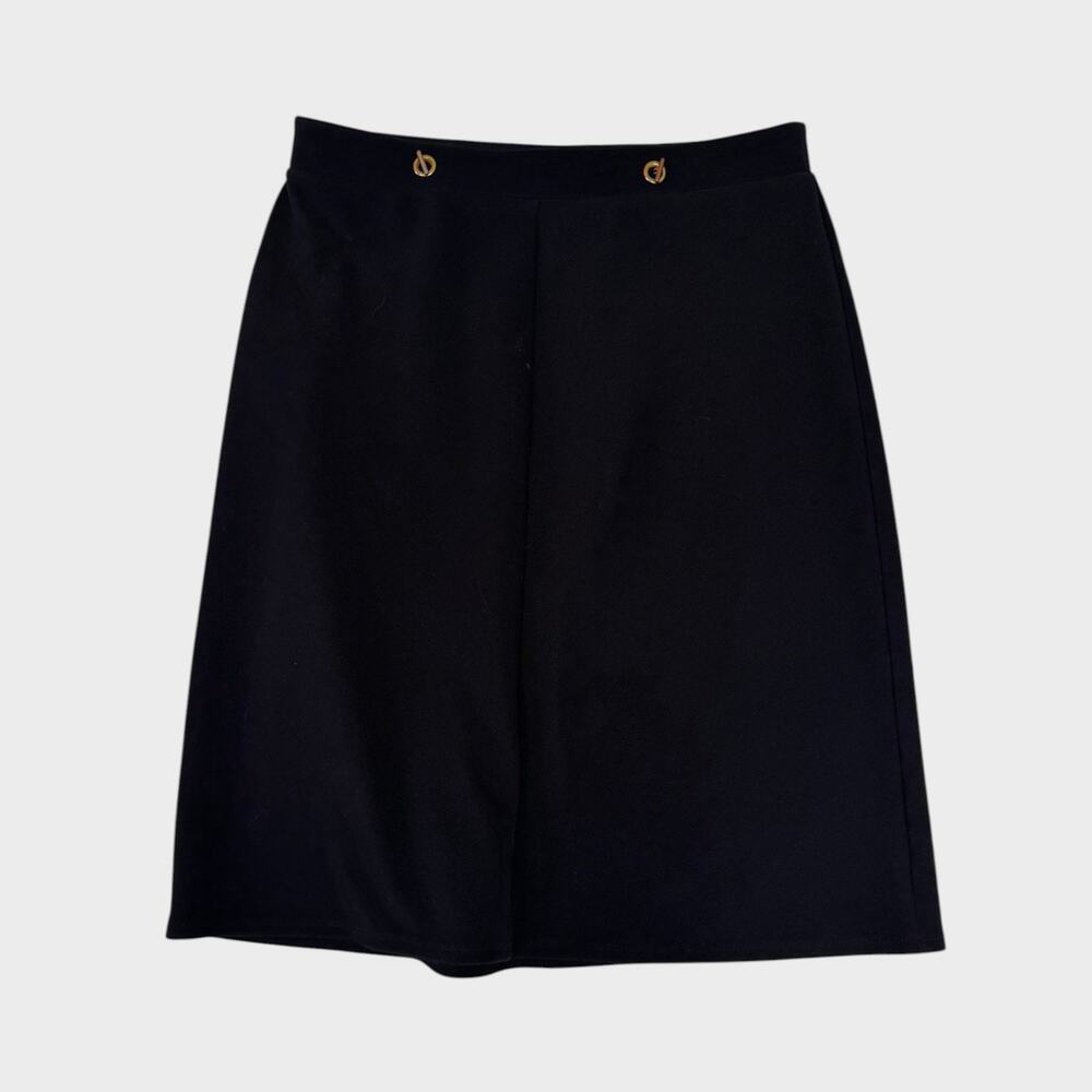 Liz Claiborne Career Medium Polyester Spandex Elastic Waist Black Skirt